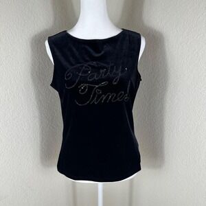 b.r.b Velvet Sleeveless Top Womens Small Black Y2K Glam Festival Night Out Party